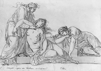 Vieille femme penchée sur deux femmes évanouies, c.1776